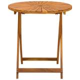 Folding Garden Table Natural Ø70 x 75 cm Solid Acacia Wood - Side View