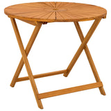 Folding Garden Table Natural Ø90 x 75 cm Solid Acacia Wood - Front View