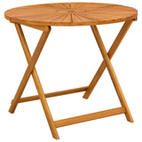 Folding Garden Table Natural Ø90 x 75 cm Solid Acacia Wood