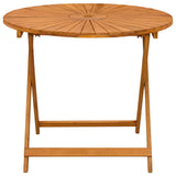 Folding Garden Table Natural Ø90 x 75 cm Solid Acacia Wood - Side View