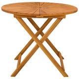 Folding Garden Table Natural Ø90 x 75 cm Solid Acacia Wood - Top-Down View