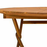 Folding Garden Table Natural Ø110 x 75 cm Solid Acacia Wood - Close-Up Angle