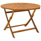 Folding Garden Table Natural Ø110 x 75 cm Solid Acacia Wood - Front View