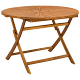 Folding Garden Table Natural Ø110 x 75 cm Solid Acacia Wood - 45-Degree Angle