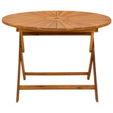Folding Garden Table Natural Ø110 x 75 cm Solid Acacia Wood - Side View