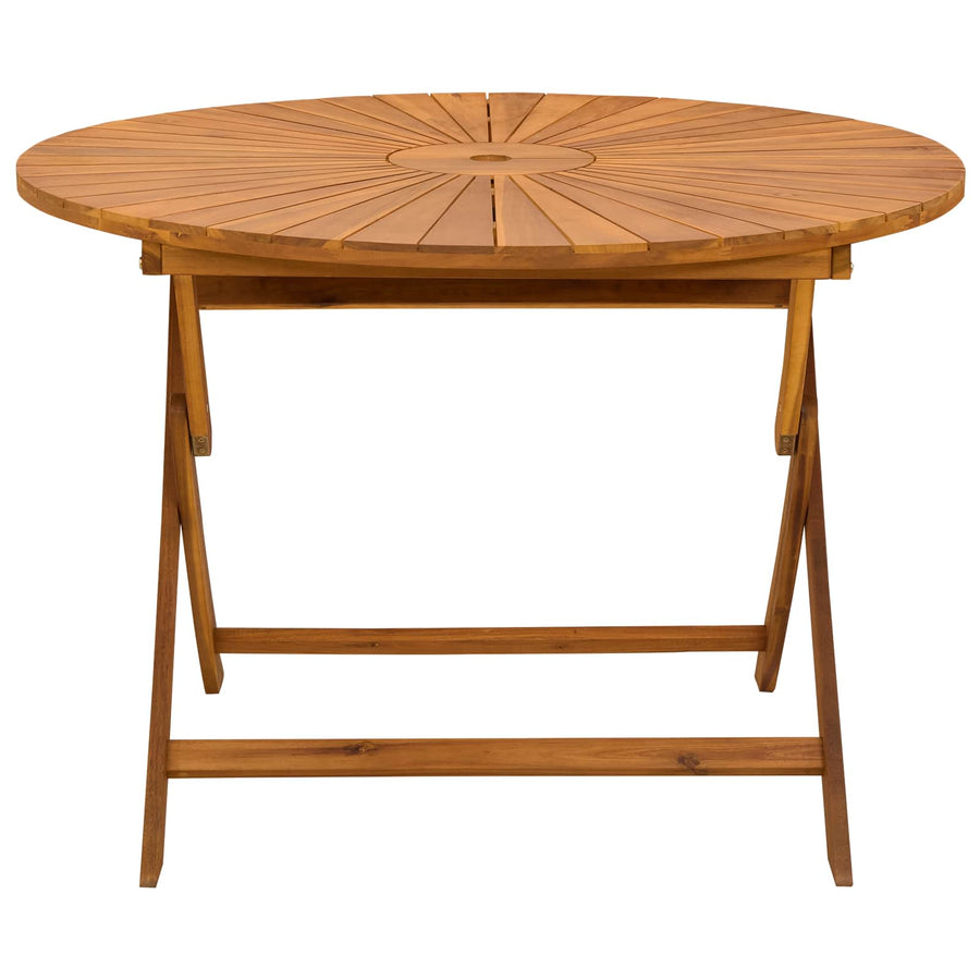 Folding Garden Table Natural Ø110 x 75 cm Solid Acacia Wood