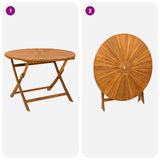 Folding Garden Table Natural Ø110 x 75 cm Solid Acacia Wood - Low Angle