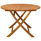 Folding Garden Table Natural Ø110 x 75 cm Solid Acacia Wood - Top-Down View