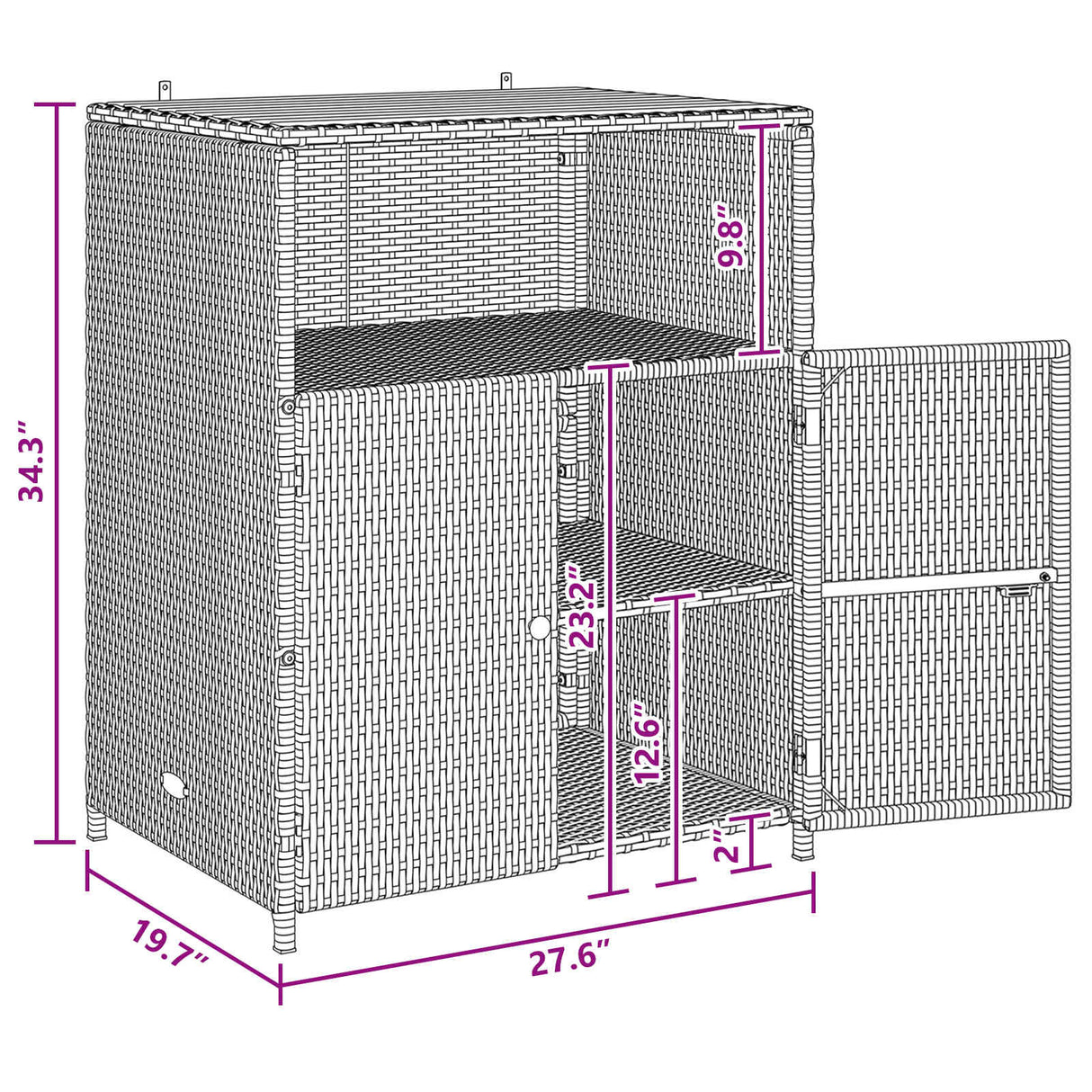 Cabinet Grey 70 x 50 x 87 cm Polyester and Roly Rattan