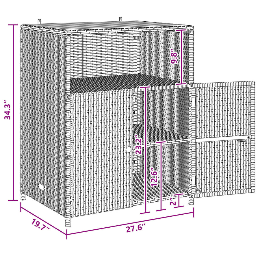 Cabinet Grey 70 x 50 x 87 cm Polyester and Roly Rattan