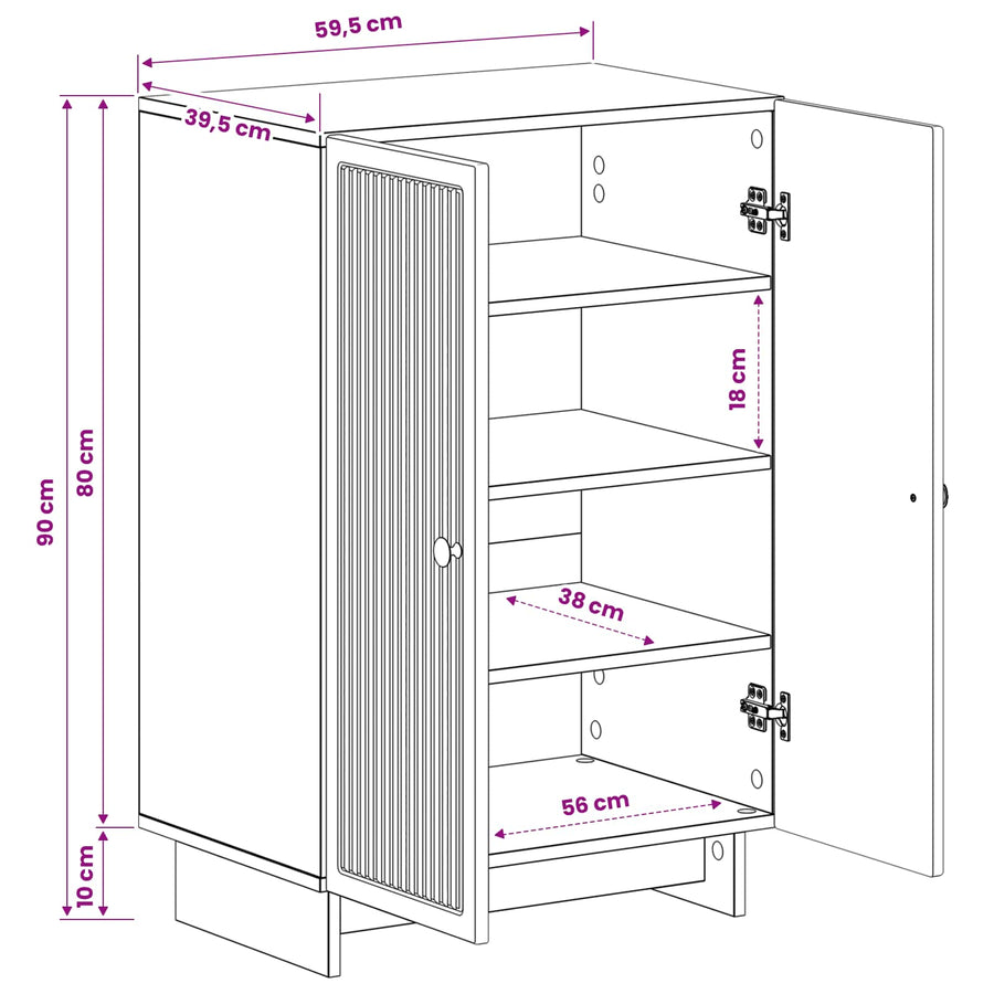 Shoe Cabinet EDE 59.5 x 39.5 x 90 cm Engineered Wood White