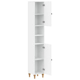 Bathroom Cabinet with Open Shelf ALKMAAR White 30 x 31 x 190 cm - Front View