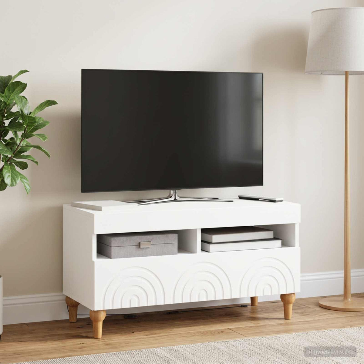 LED TV Cabinet ALKMAAR 81 x 35 x 43 cm White Engineered Wood