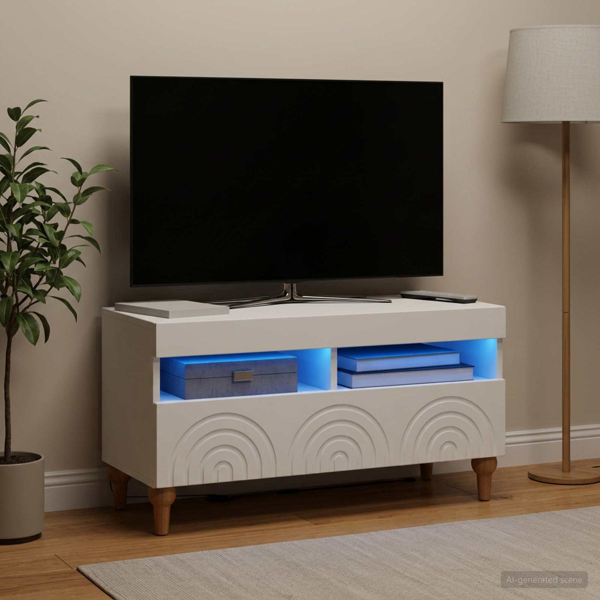 LED TV Cabinet ALKMAAR 81 x 35 x 43 cm White Engineered Wood