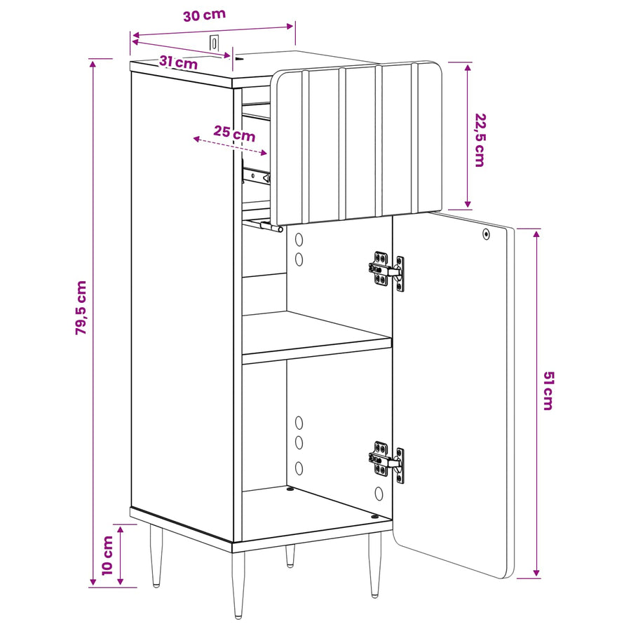 Bathroom Storage Cabinet ZWOLLE White 30 x 31 x 79.5 cm