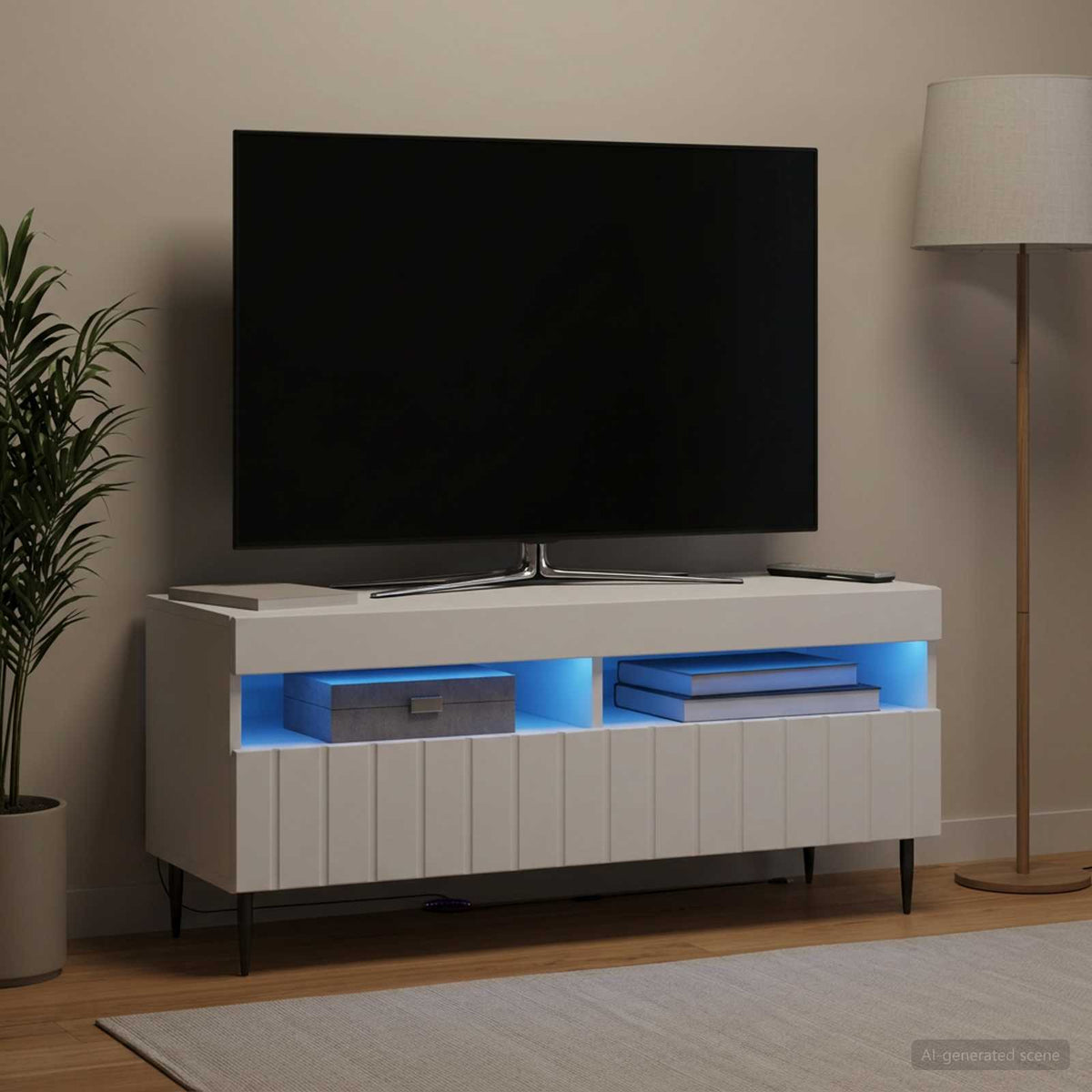 LED TV Cabinet ZWOLLE 100 x 35 x 43 cm White Engineered Wood
