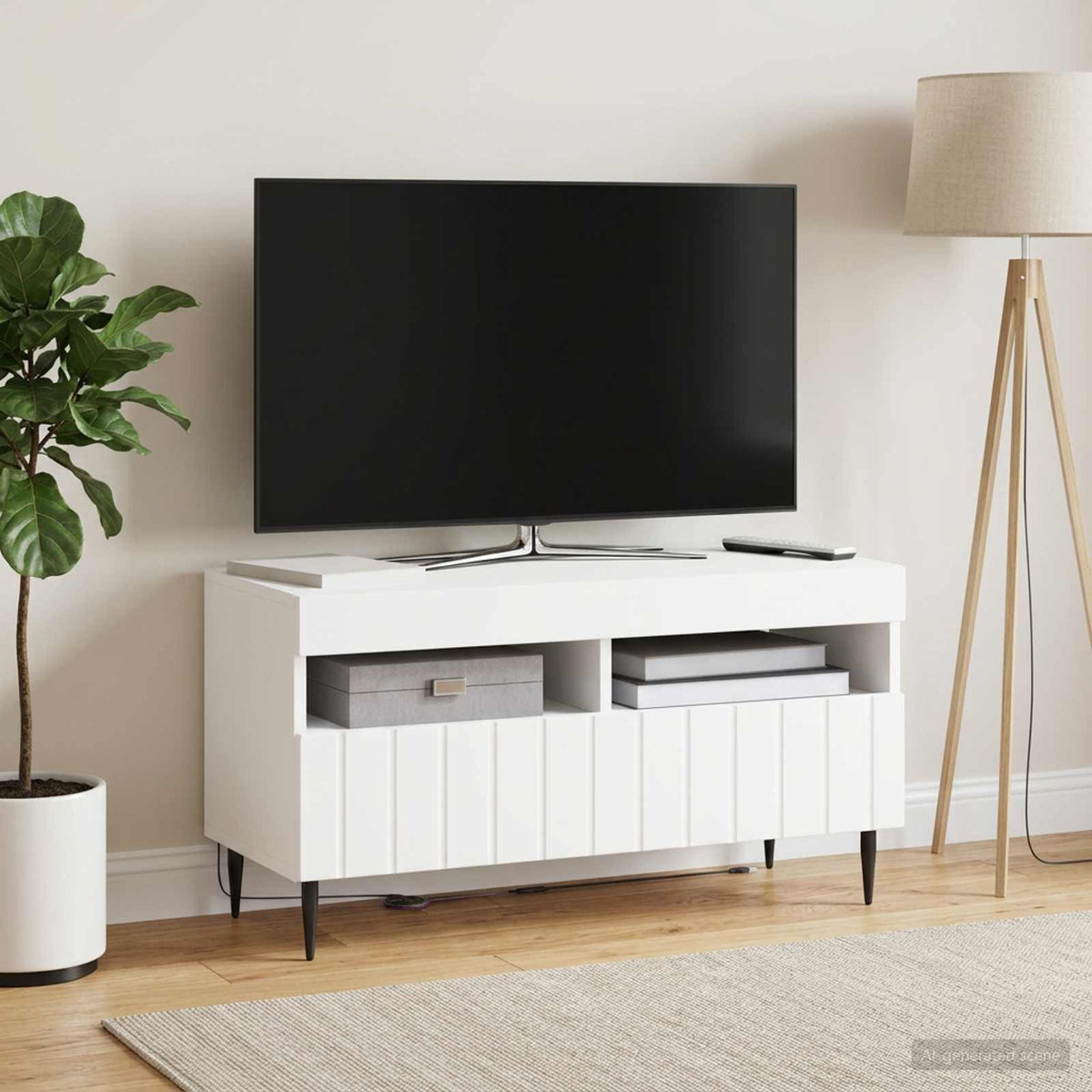 LED TV Cabinet ZWOLLE 81 x 35 x 43 cm White Engineered Wood