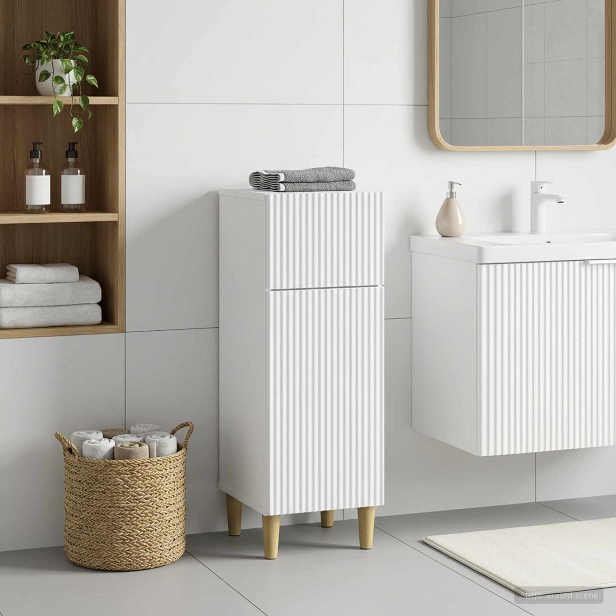 Bathroom Storage Cabinet ARNHEM White 30 x 31 x 80 cm