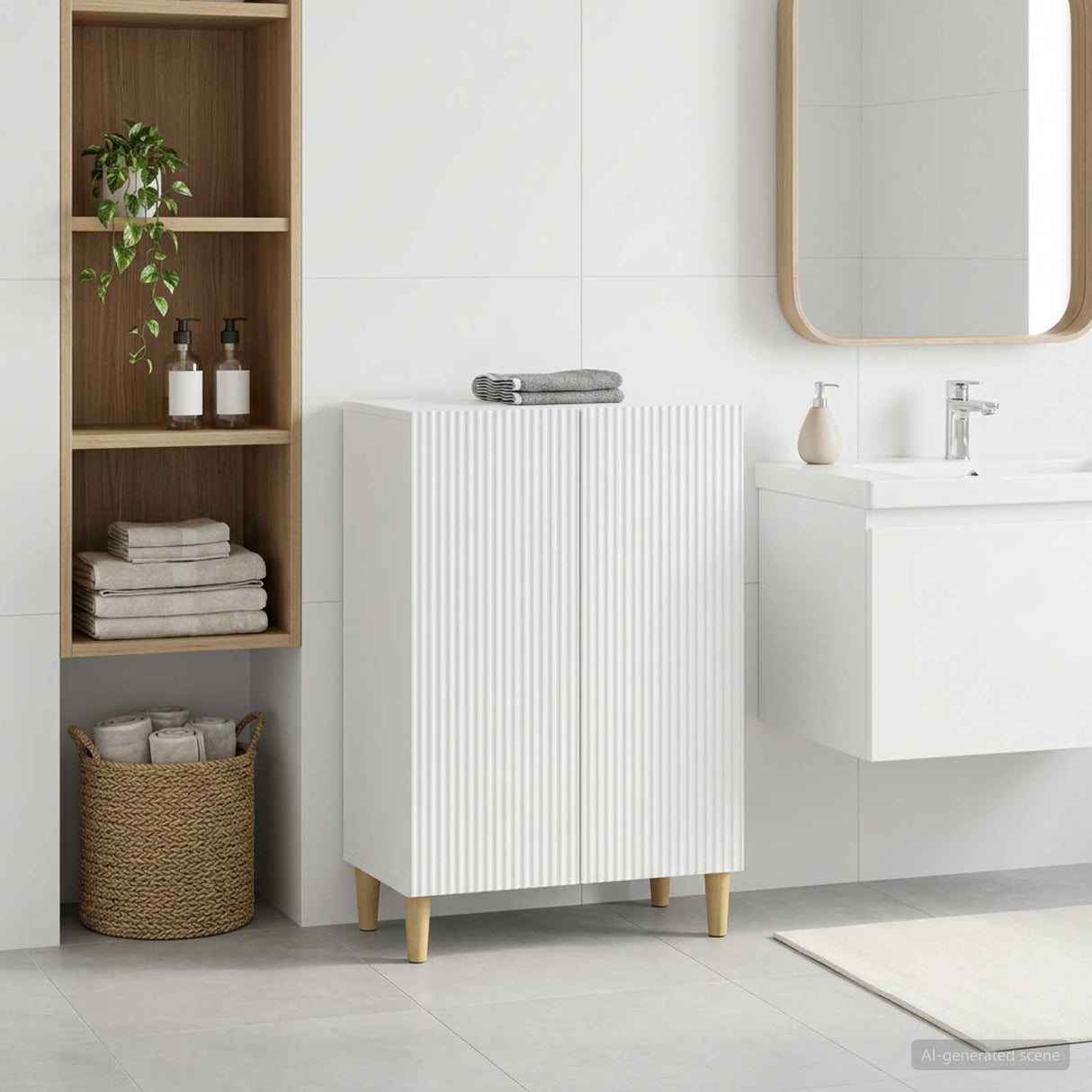 Bathroom Storage Cabinet ARNHEM White 59.5 x 31 x 80 cm