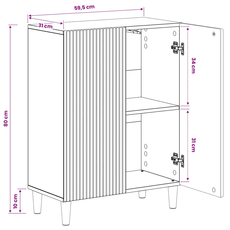 Bathroom Storage Cabinet ARNHEM White 59.5 x 31 x 80 cm