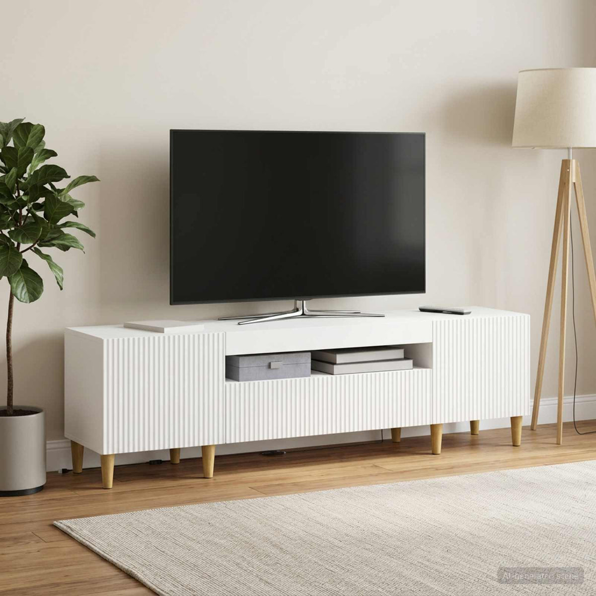 LED TV Cabinet ARNHEM 153 x 35 x 43 cm White Engineered Wood