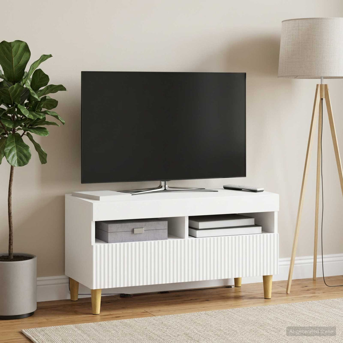 LED TV Cabinet ARNHEM 81 x 35 x 43 cm White Engineered Wood
