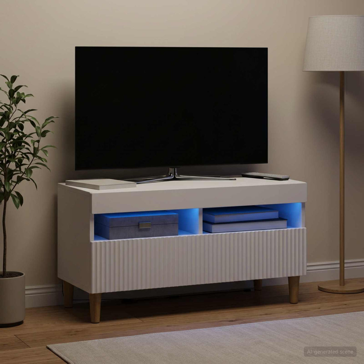 LED TV Cabinet ARNHEM 81 x 35 x 43 cm White Engineered Wood