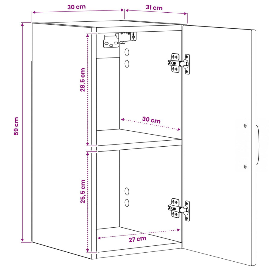 Bathroom Wall Cabinet HAARLEM White 30 x 31 x 59 cm