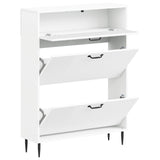 Shoe Cabinet HAARLEM 78 x 24 x 103 cm Engineered Wood White - Front View