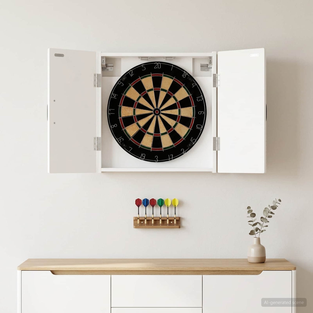 Dartboard Cabinet UTRECHT White 52.5 x 10.5 x 53.5 cm