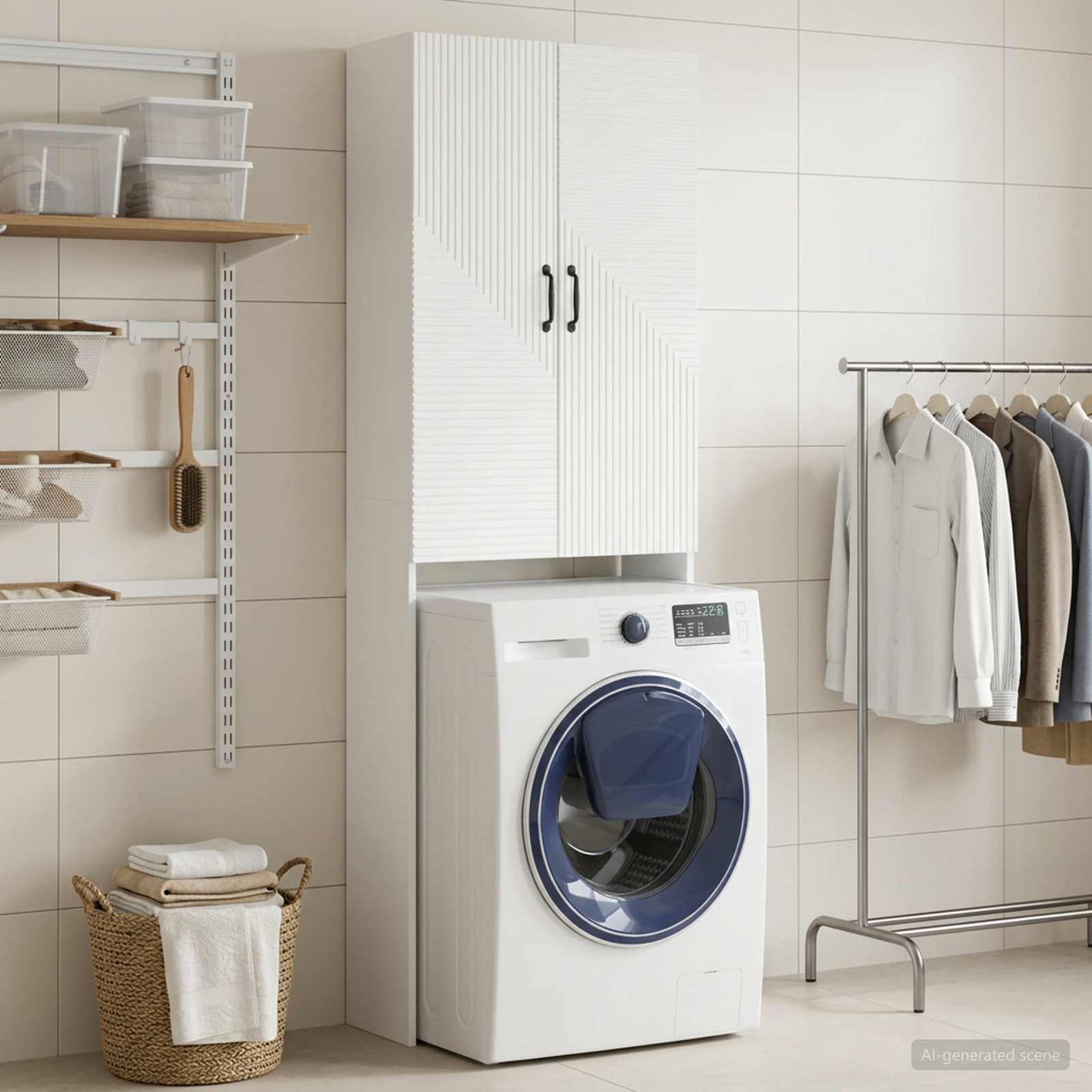 Toilet Cabinet HAARLEM White 66 x 25.5 x 190 cm Engineered Wood
