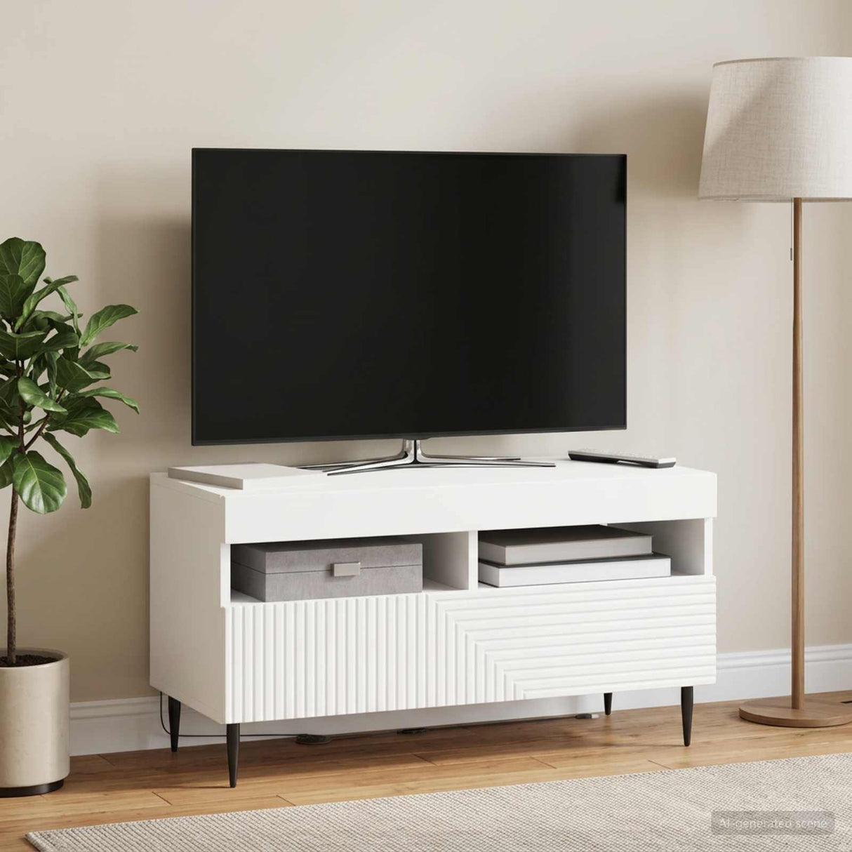 LED TV Cabinet HAARLEM 81 x 35 x 43 cm White Engineered Wood