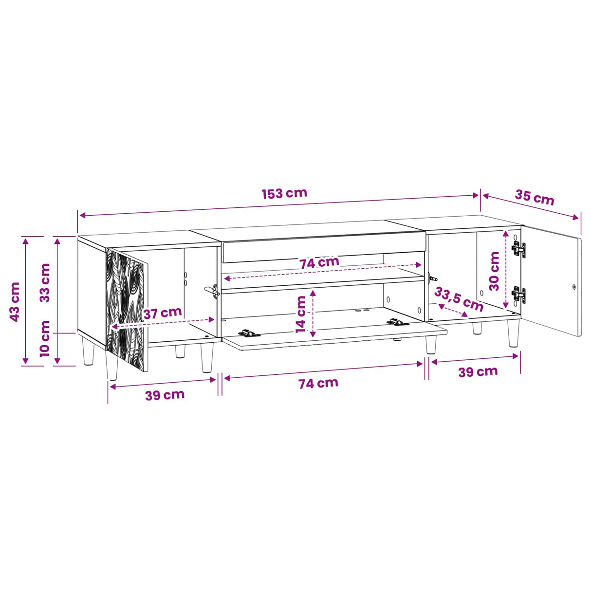 LED TV Cabinet White Engineered Wood