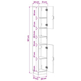 Bathroom Cabinet with Open Shelf HOORN White 30 x 31 x 187 cm - Low Angle