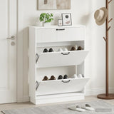Shoe Cabinet HOORN 78 x 24 x 100 cm Engineered Wood White