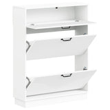 Shoe Cabinet HOORN 78 x 24 x 100 cm Engineered Wood White - Front View