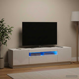 LED TV Cabinet White Engineered Wood - Top-Down View