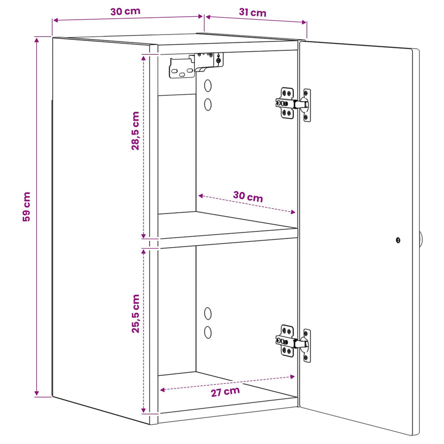 Bathroom Wall Cabinet BREDA White 30 x 31 x 59 cm