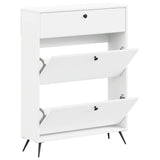 Shoe Cabinet BREDA 78 x 24 x 103 cm Engineered Wood White - Front View