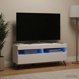 LED TV Cabinet White Engineered Wood - Top-Down View
