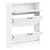 Shoe Cabinet UTRECHT 78 x 24 x 100 cm Engineered Wood White