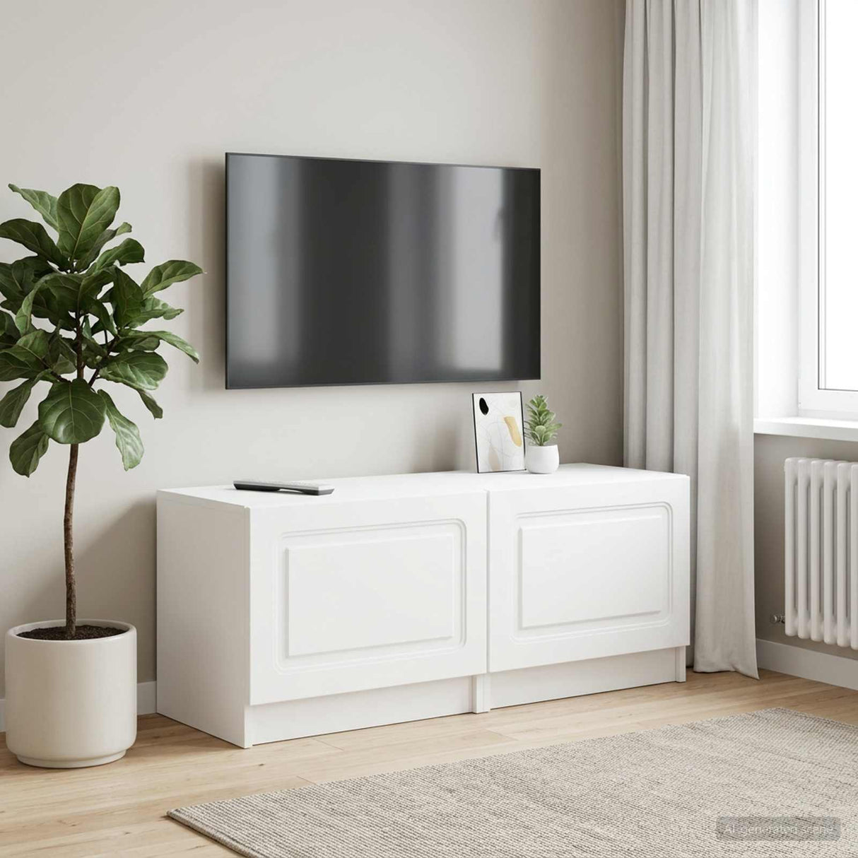 TV Cabinet White Engineered Wood
