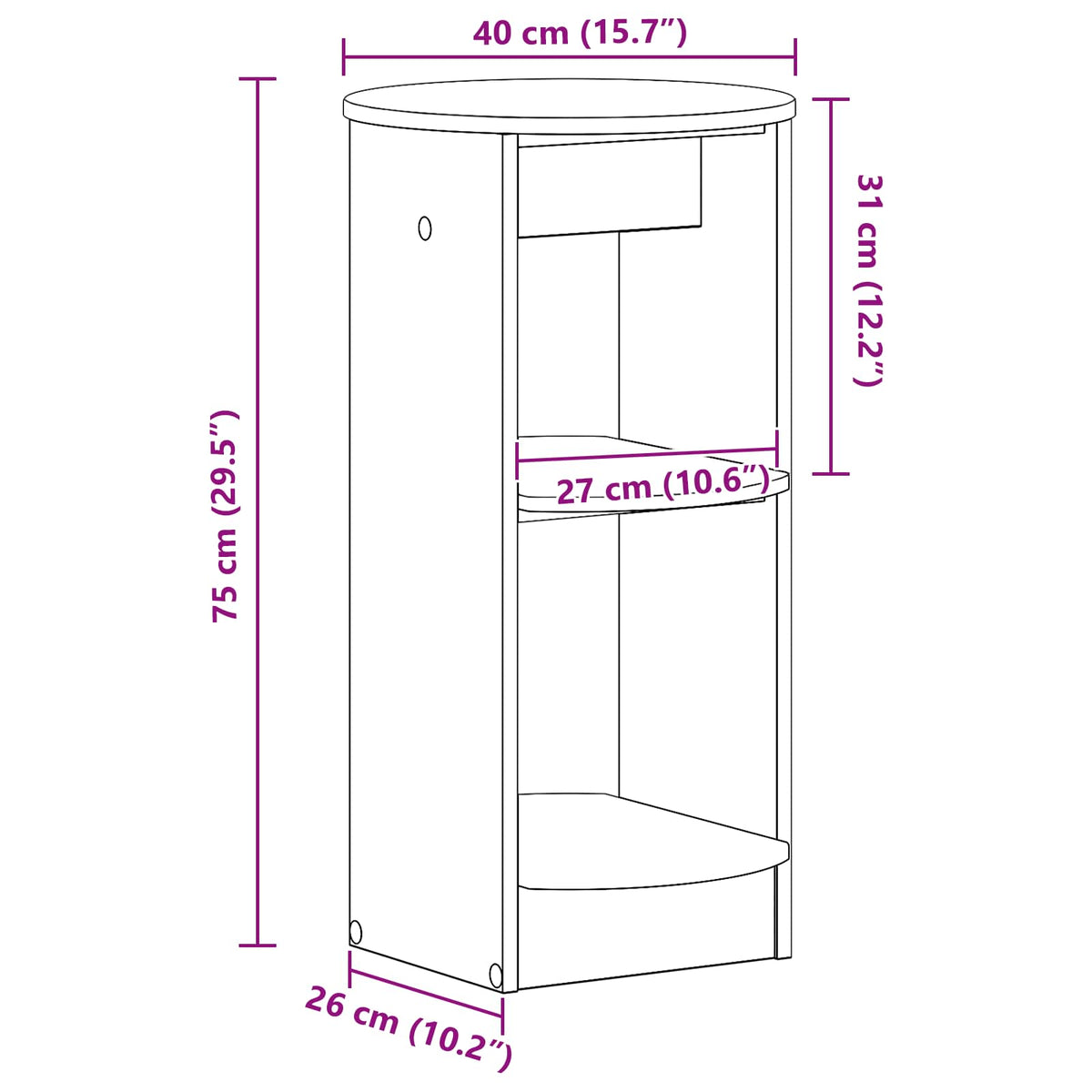 Side Cabinet White Engineered Wood