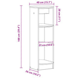 Side Cabinet White 40 x 40 x 100 cm Engineered Wood - Extra Image