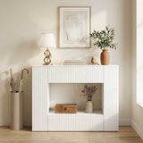 Console Table Striped White 101 x 29 x 74 cm Engineered Wood