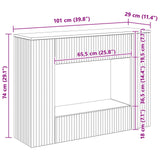 Console Table Striped White 101 x 29 x 74 cm Engineered Wood - Extra Image