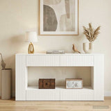 Console Table Striped White 155 x 29 x 74 cm Engineered Wood - Top-Down View