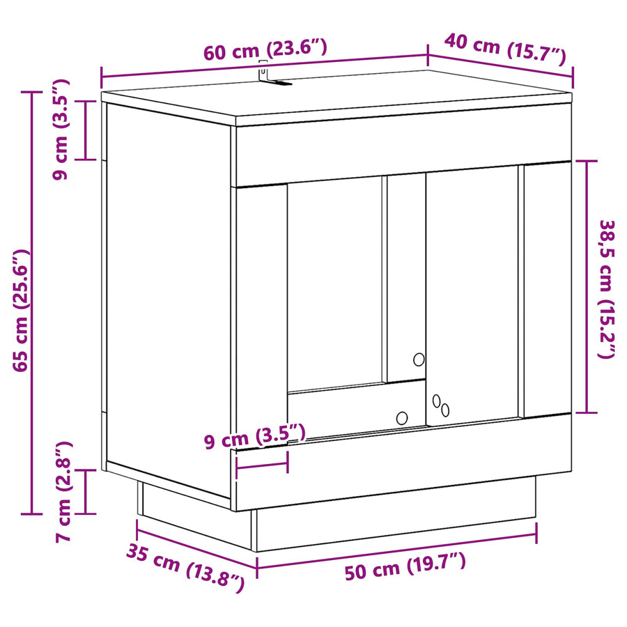 Side Table White 60 x 40 x 65 cm Engineered Wood