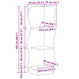Corner Shelf with Shelf White 34 x 33 x 102 cm Engineered Wood - Low Angle