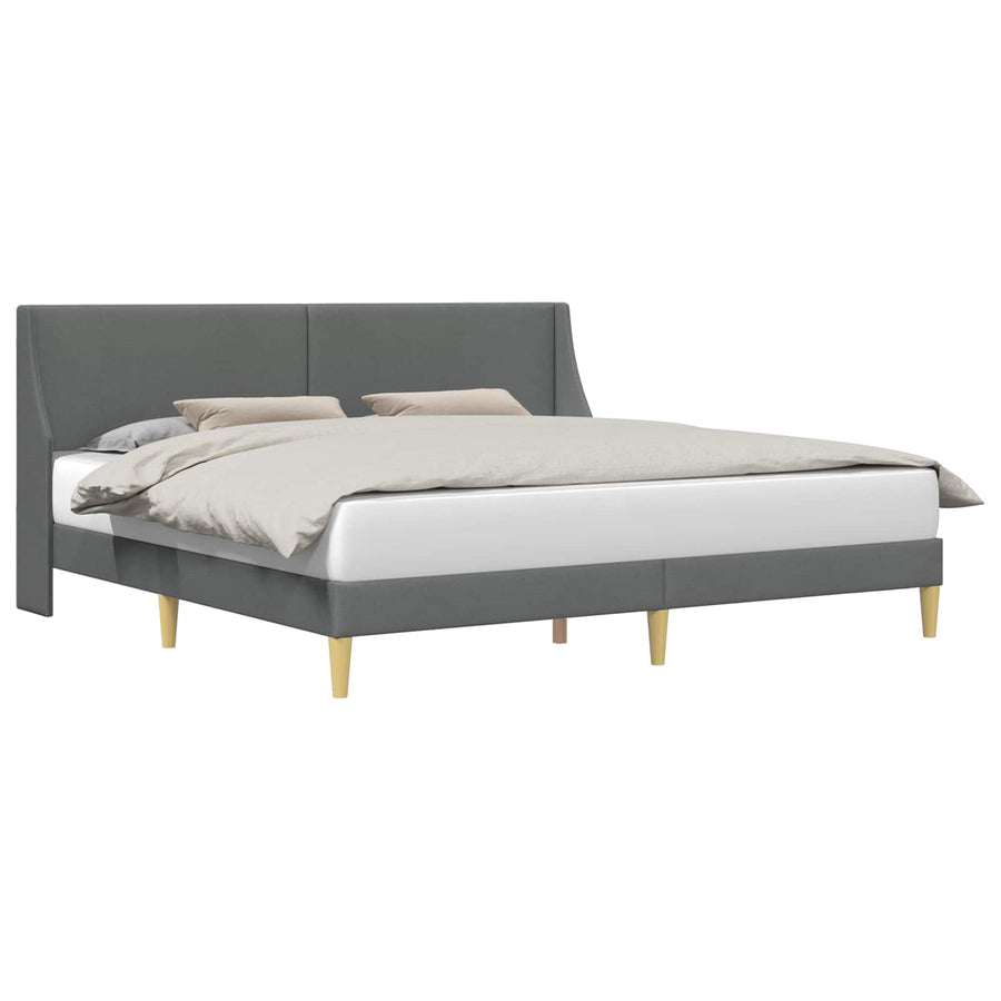 Bed Frame with Headboard Dark Grey 107 x 203 cm Fabric
